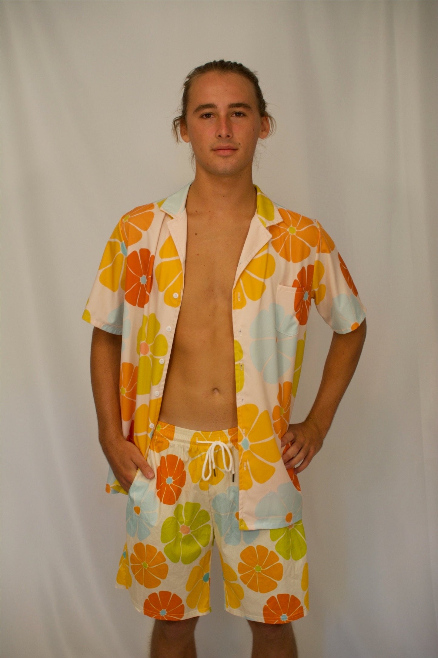 Sunrise print button down shirt