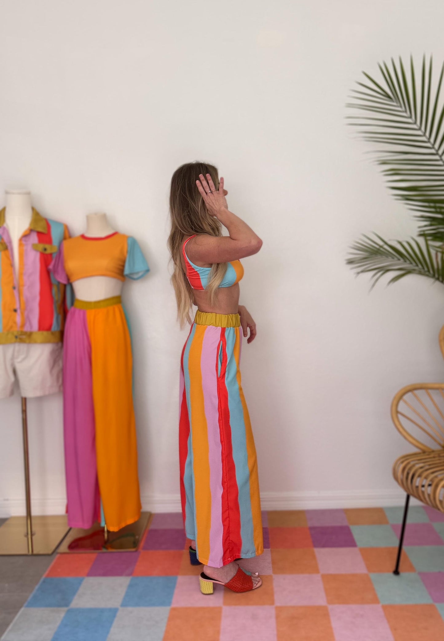 Color Therapy | Retro Color Block Ring Bralette Top | Handmade Festival Crop Top | Bold Statement Swimwear Top | Dopamine Dressing Fashion | Retro Babe Bout