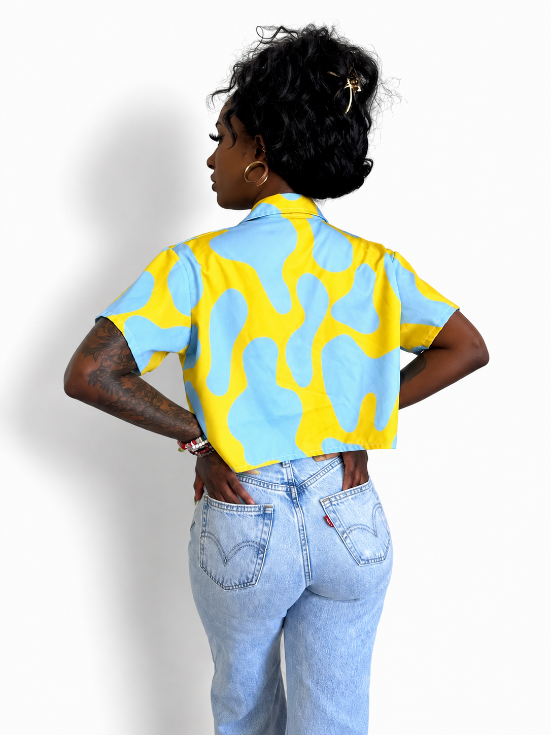 Lava Lamp Cropped Button Down Top