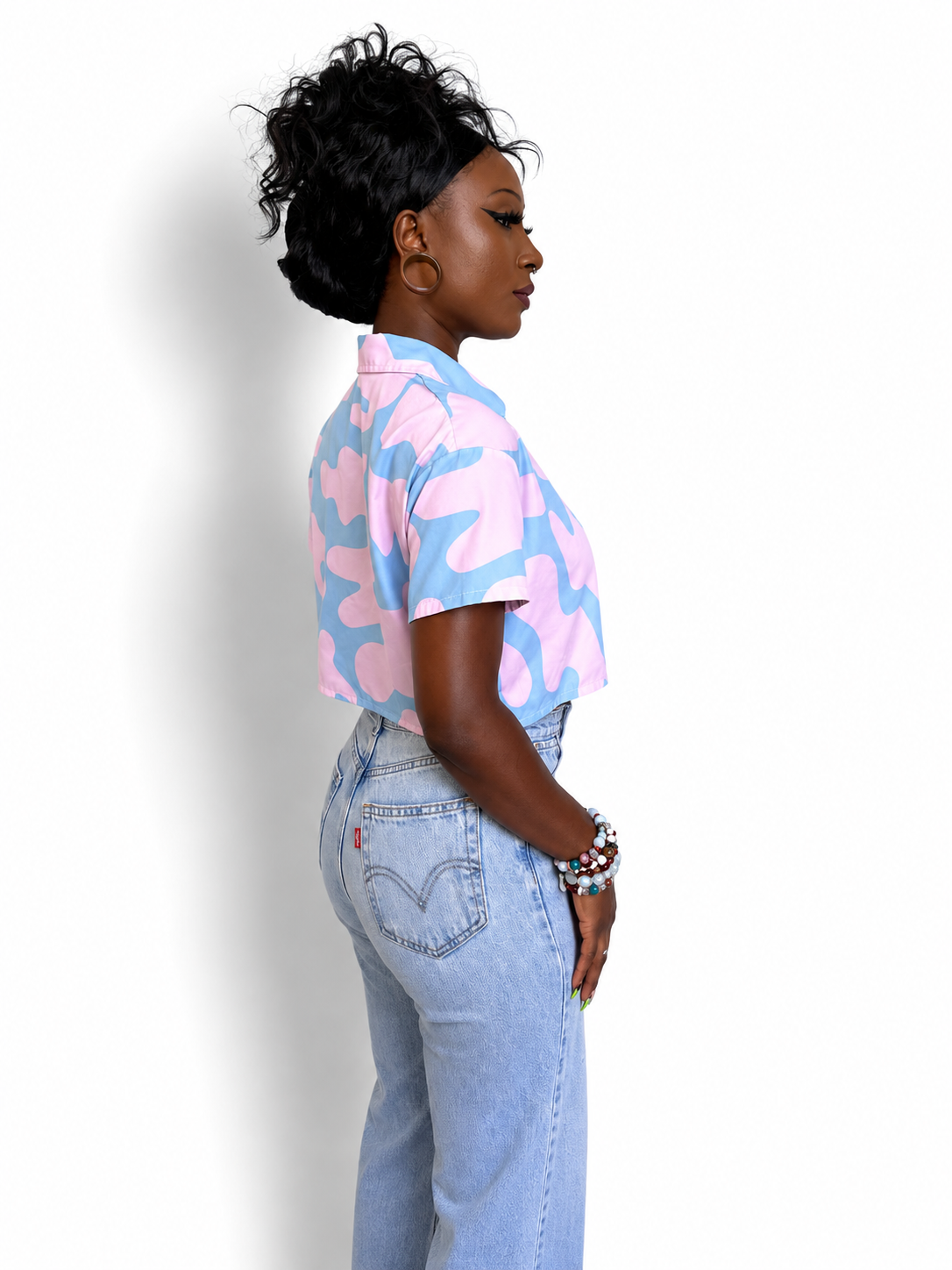 Lava Lamp Cropped Button Down Top