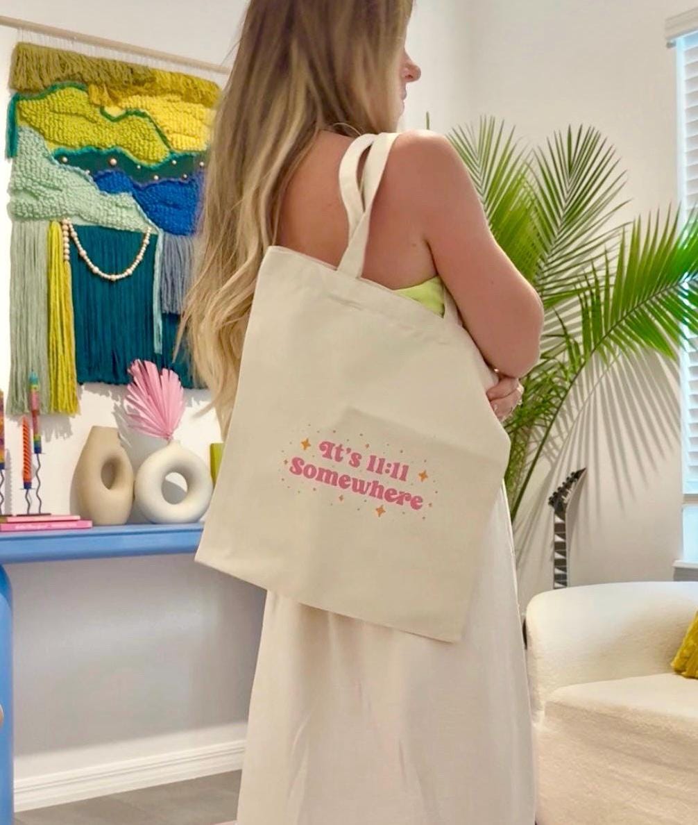 Retro Affirmation Tote Bag • Cosmic Canvas Manifestation Bag