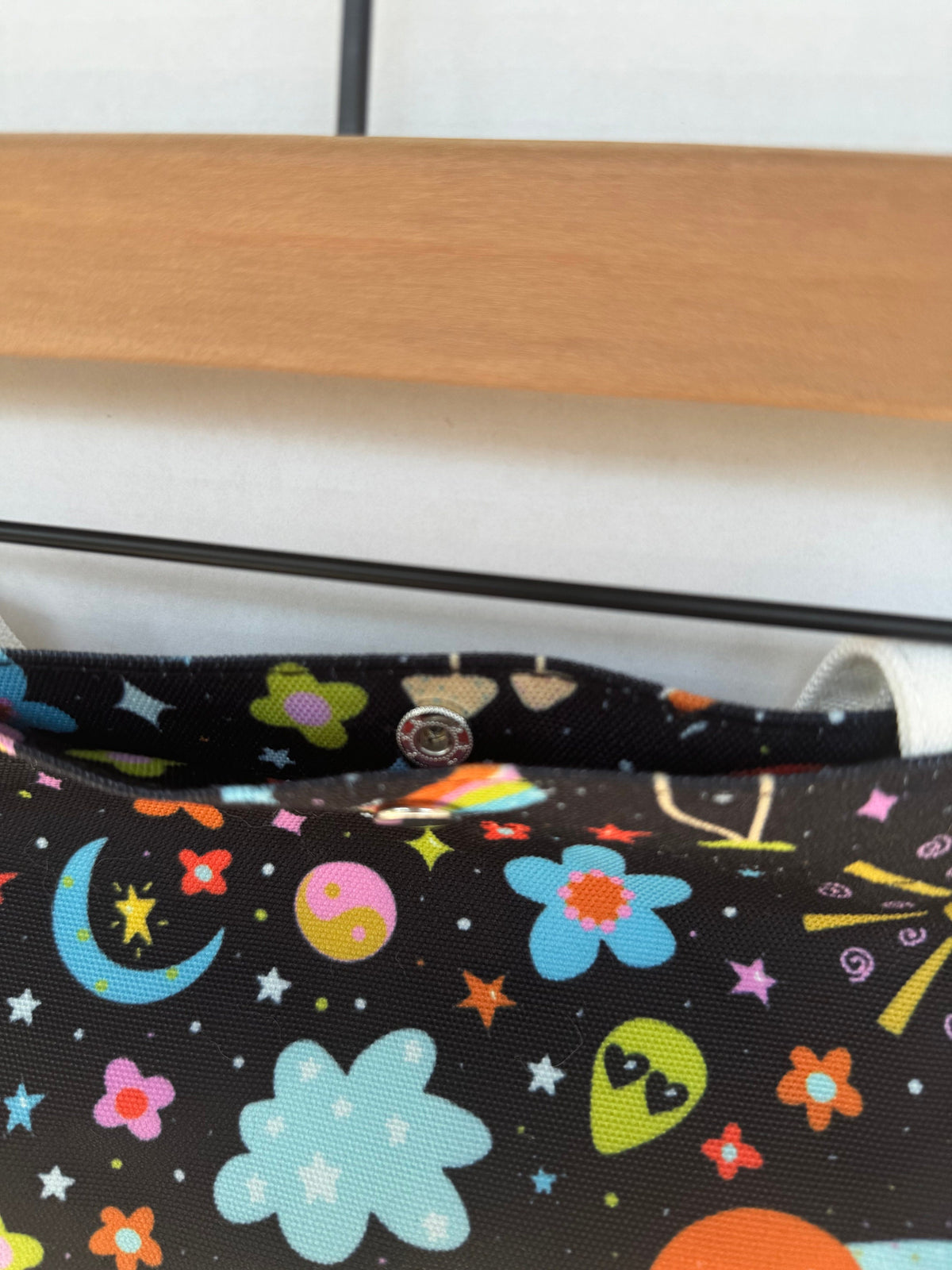 Cosmic Canvas Tote Bag: Retro Psychedelic Space Design