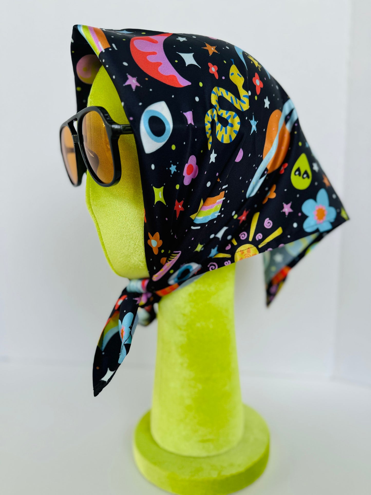 Cosmic Scarf: Trippy Space Print Silky Bandana