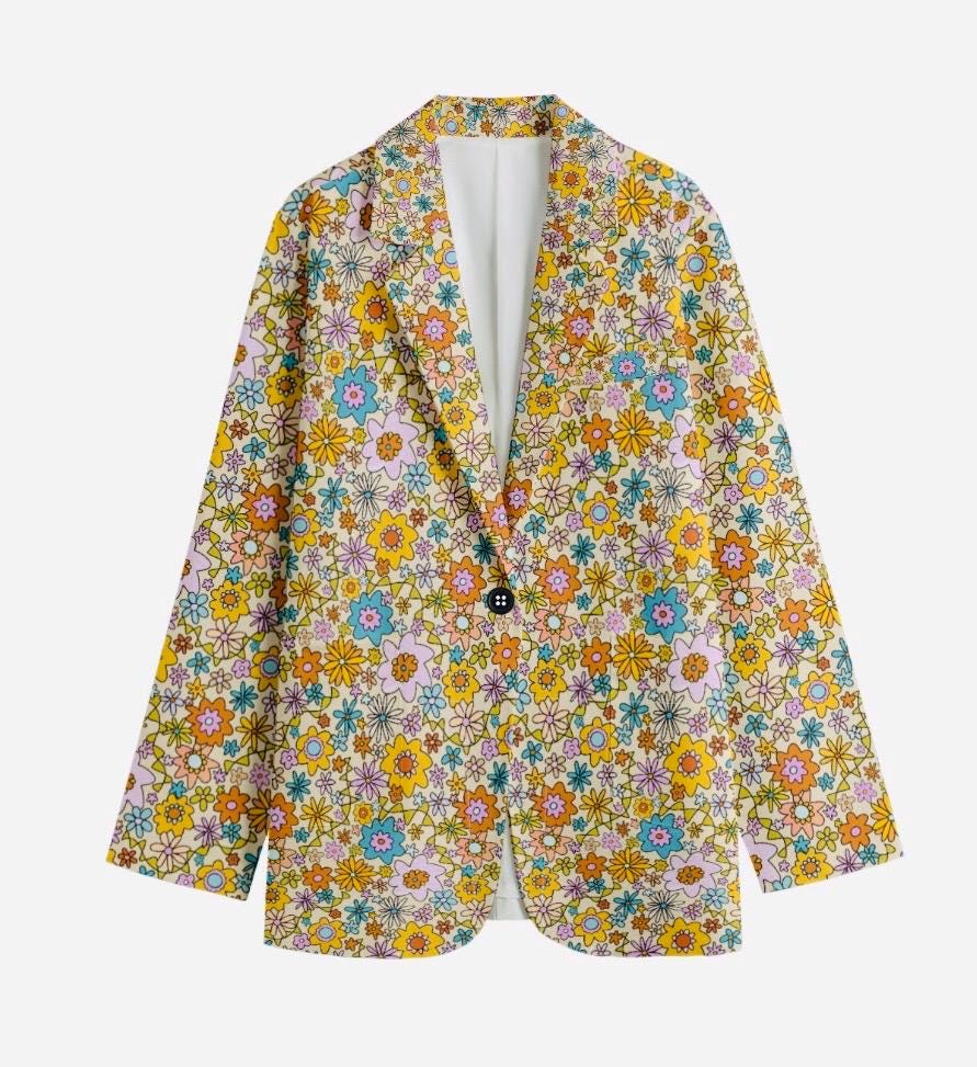 Flower Power Blazer | Funky Colorful Floral Jacket