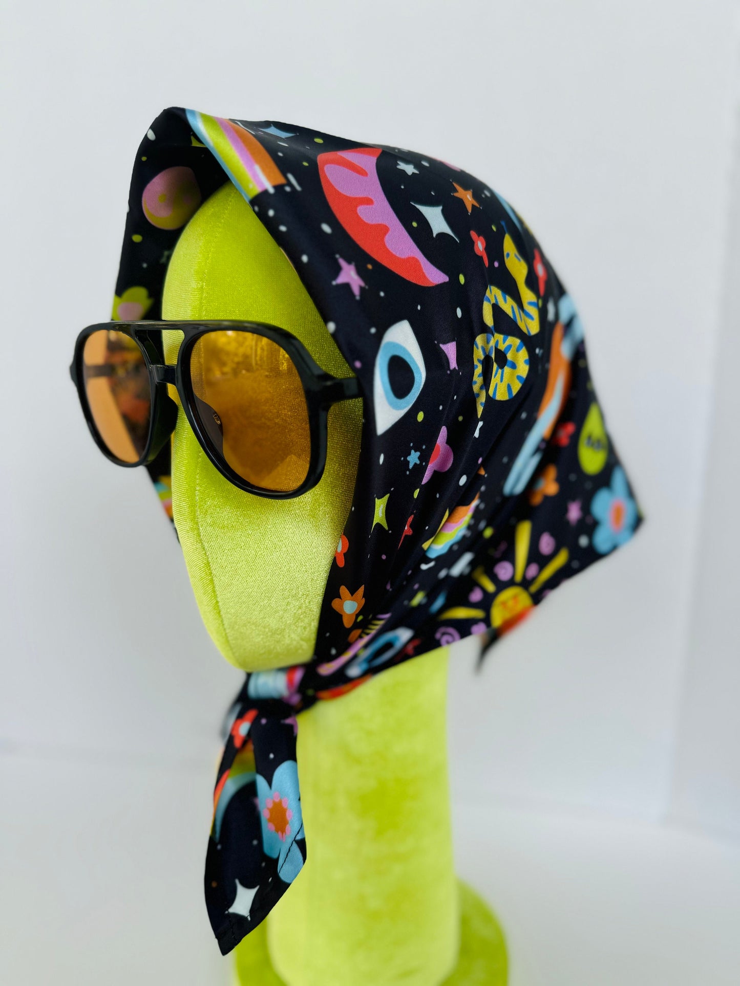Cosmic Scarf: Trippy Space Print Silky Bandana