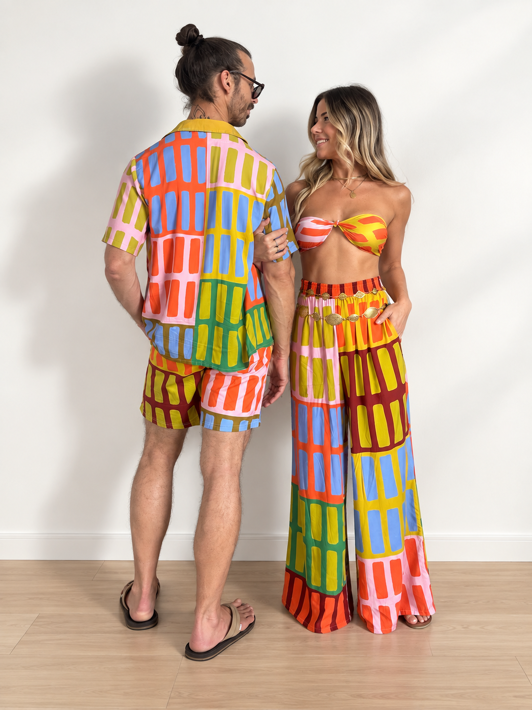 Brick House | Geometric Rayon Funky Button Down Shirt