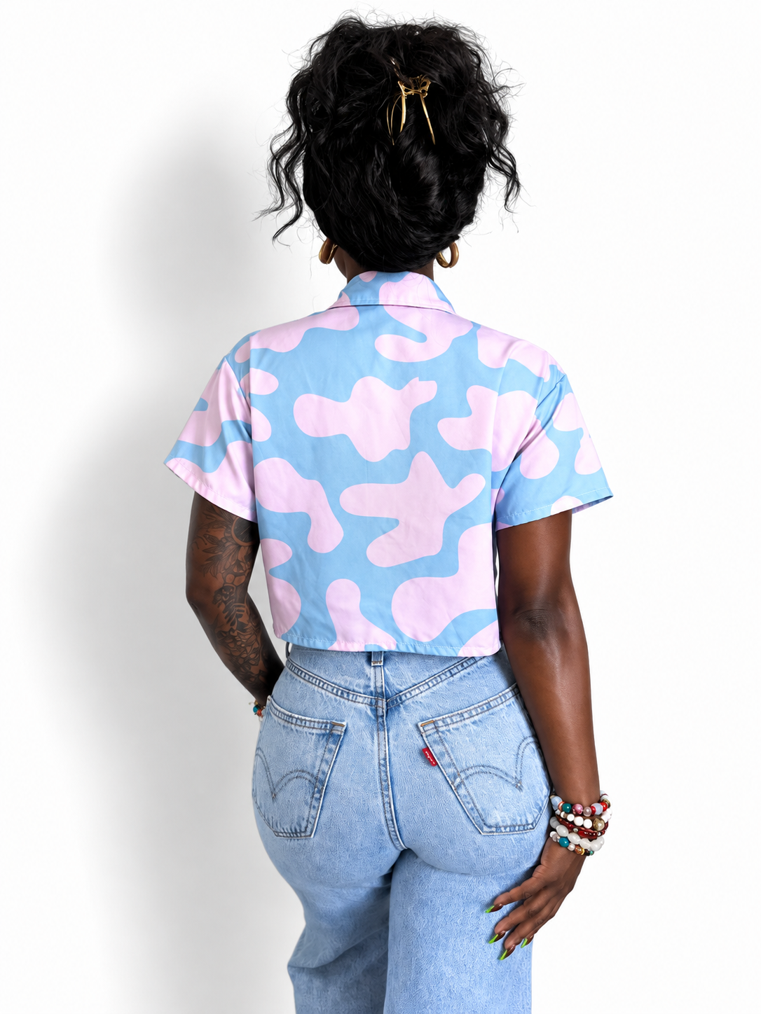Lava Lamp Cropped Button Down Top