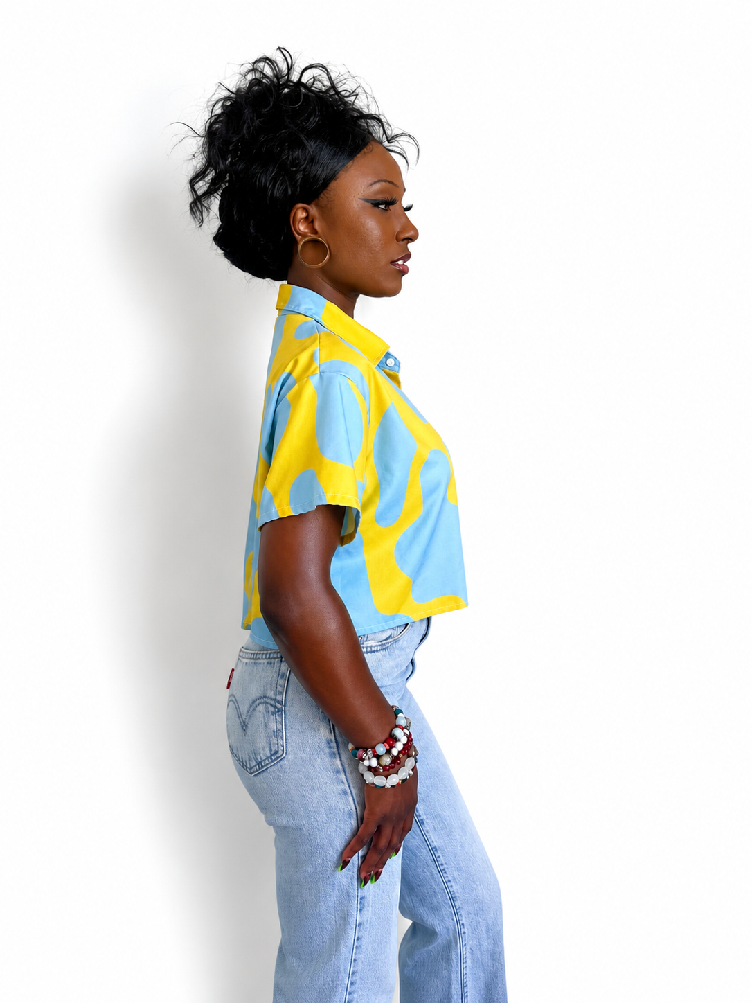 Lava Lamp Cropped Button Down Top