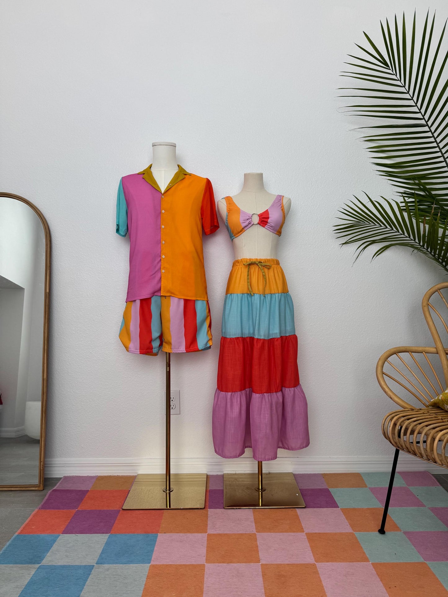 Colorblock Tiered Maxi Skirt with Pockets | Rainbow Skirt | Boho Festival Skirt | Elastic Waist Skirt | Retro Summer Skirt