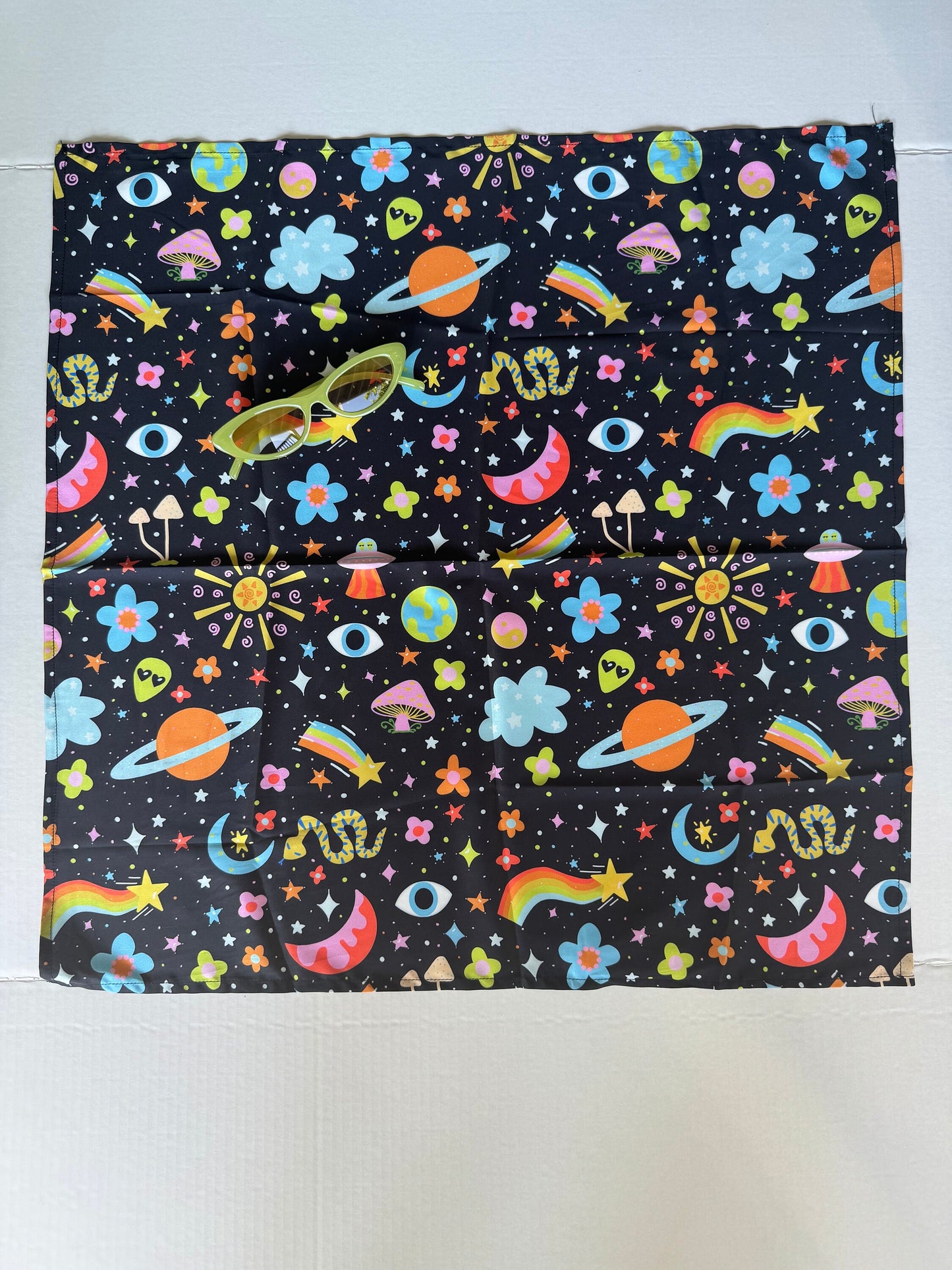 Cosmic Scarf: Trippy Space Print Silky Bandana