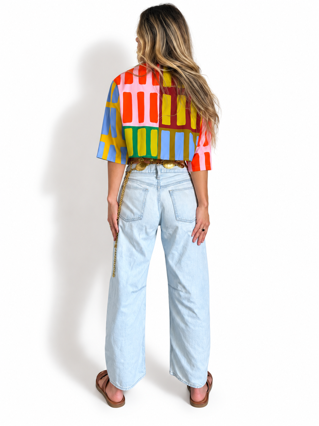 Brick House | geometric print cotton denim cropped jacket