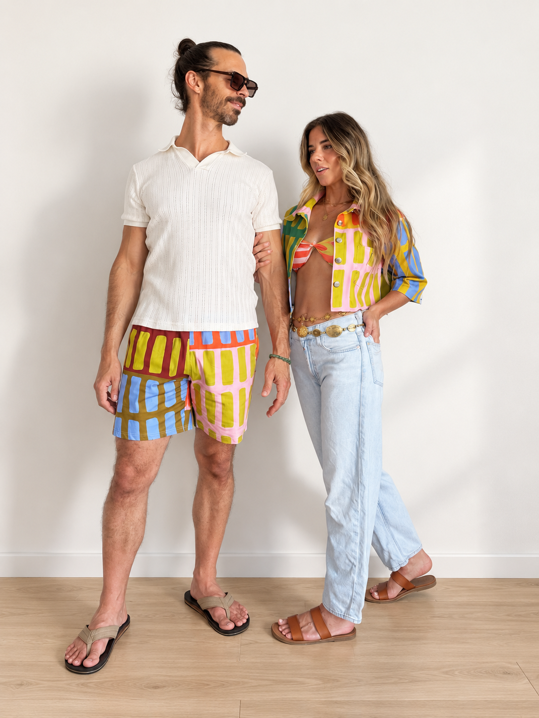 Brick House Cotton Lounge Shorts| Colorful Geometric Print