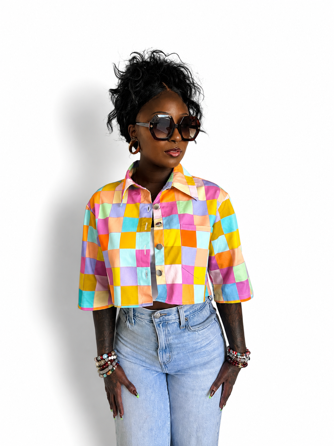 Disco Babe | Cropped Denim 100% Cotton Jacket