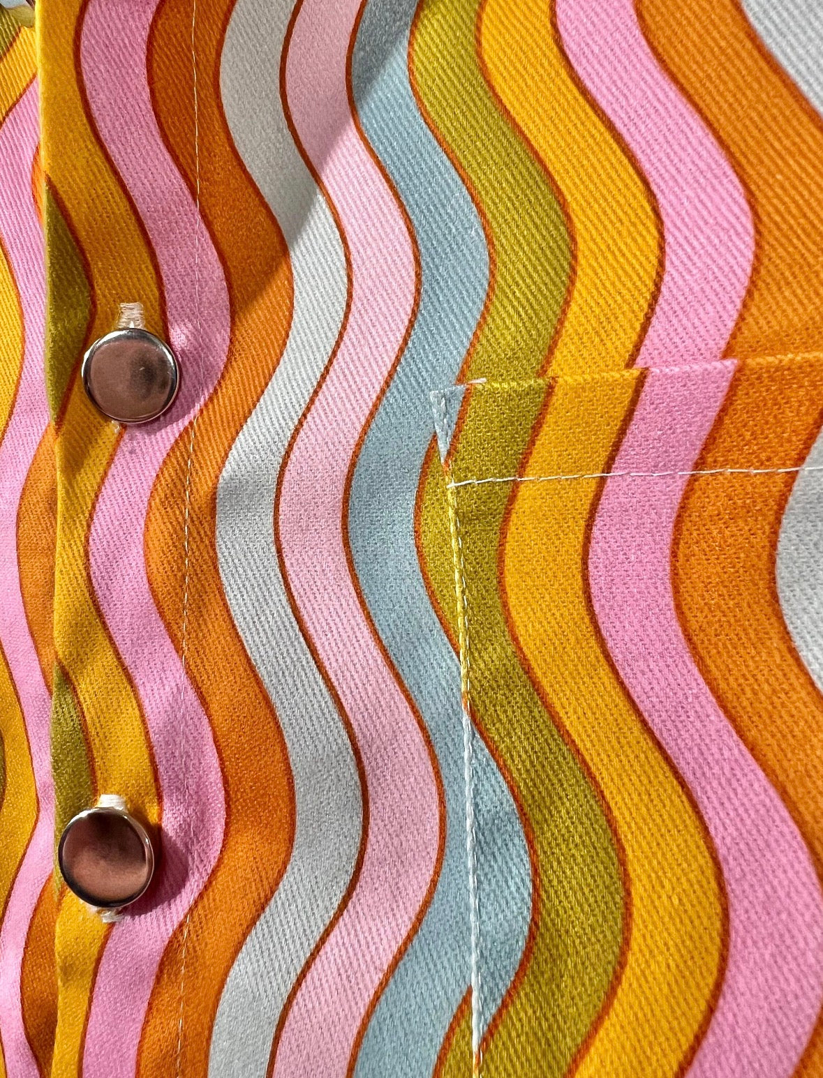 wavy rainbow denim jacket