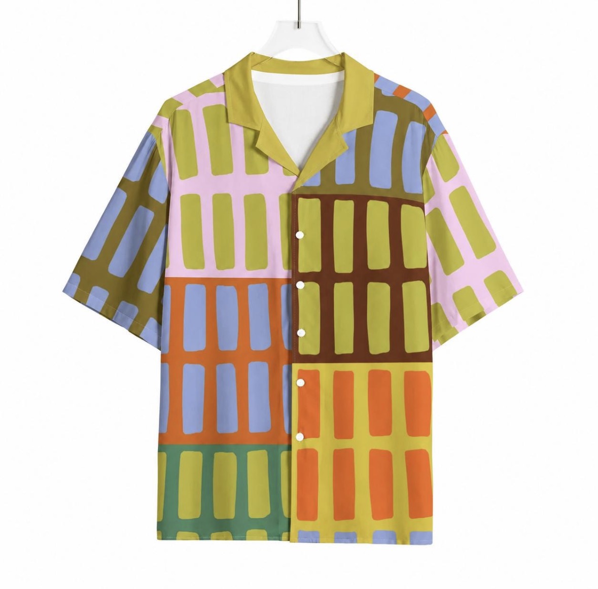 Brick House | Geometric Rayon Funky Button Down Shirt