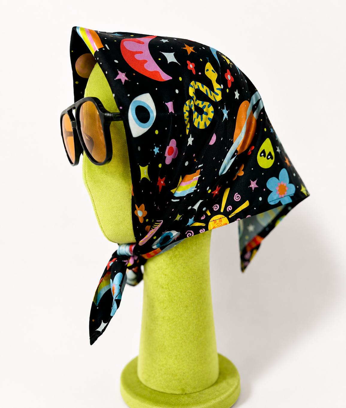 Cosmic Scarf: Trippy Space Print Silky Bandana
