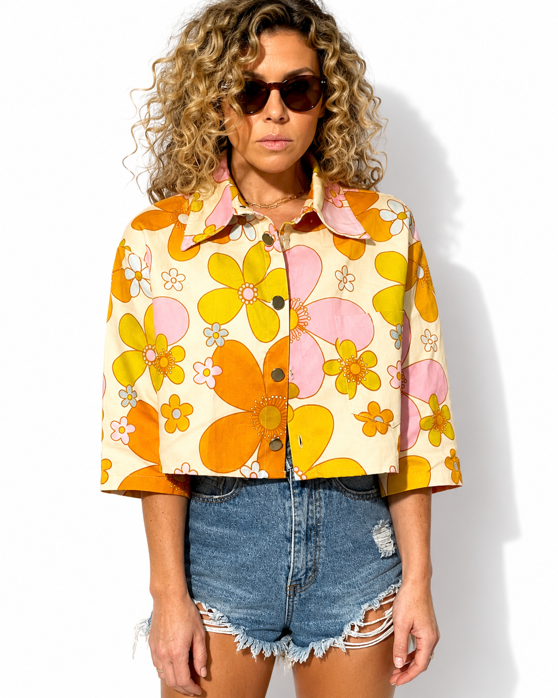 lolita cropped light denim jacket