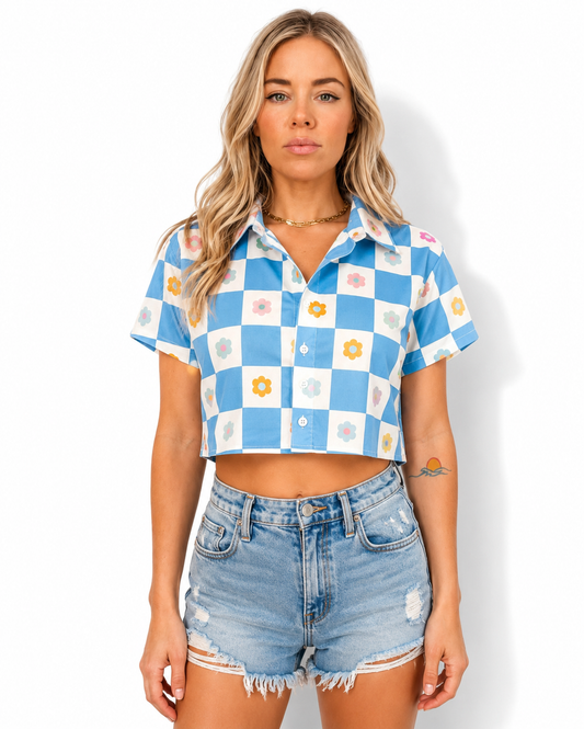 lavender checkered button down