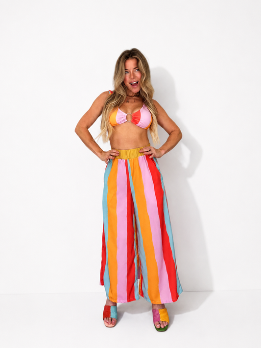 Color Therapy | Retro Color Block Ring Bralette Top | Handmade Festival Crop Top | Bold Statement Swimwear Top | Dopamine Dressing Fashion | Retro Babe Bout