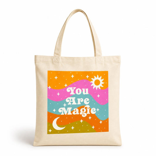 You Are Magic Affirmation Tote Bag • Cosmic Canvas Manifestation Bag
