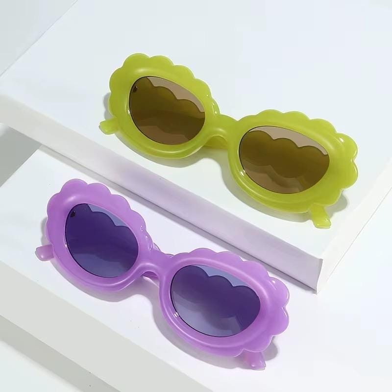 Retrobabe sunglasses; scalloped; y2k cloud statement glasses; colorful; festival fashion; groovy