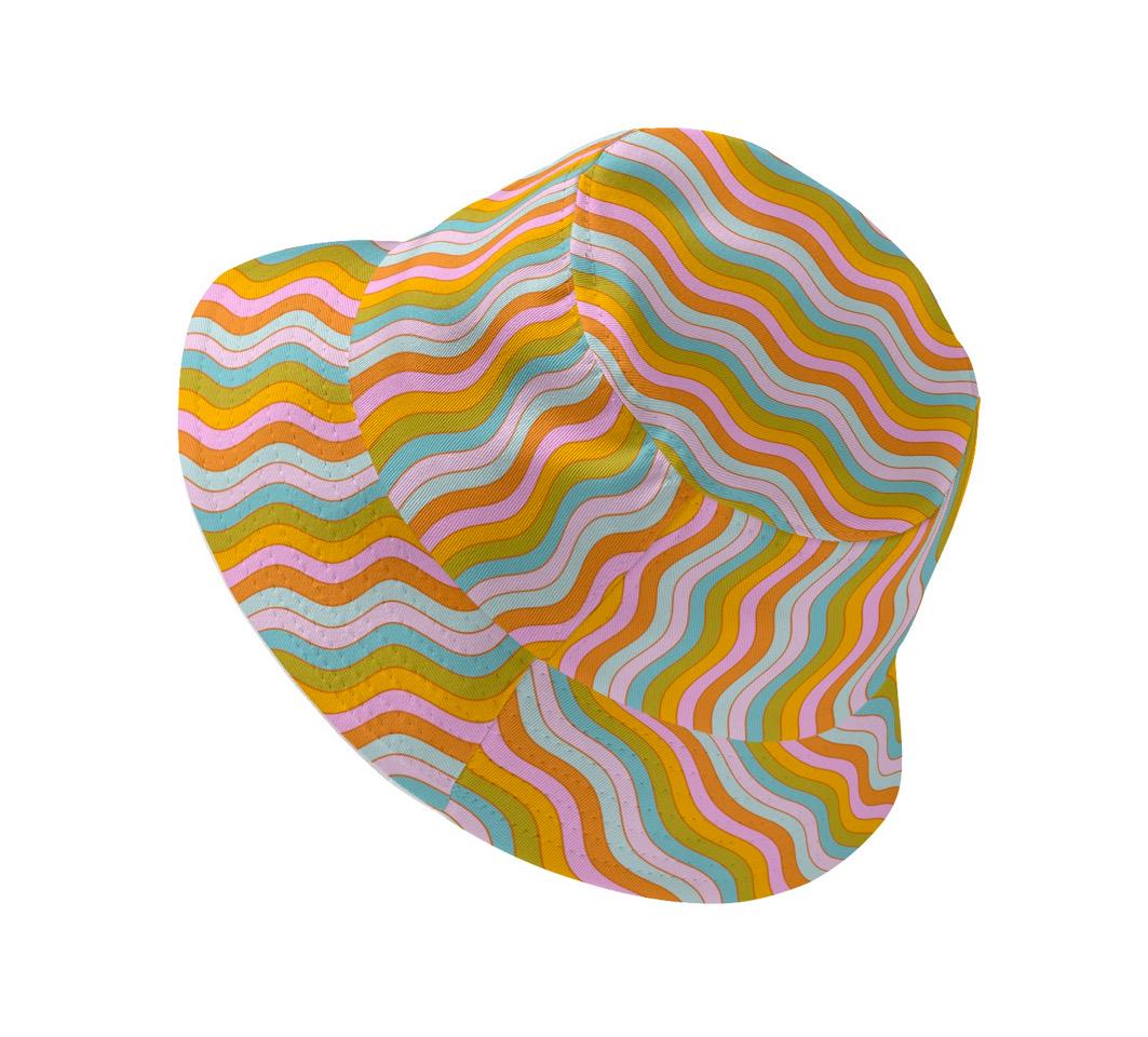 Reversible Wavy Rainbow Bucket Hat: 90s Style Unisex Hat