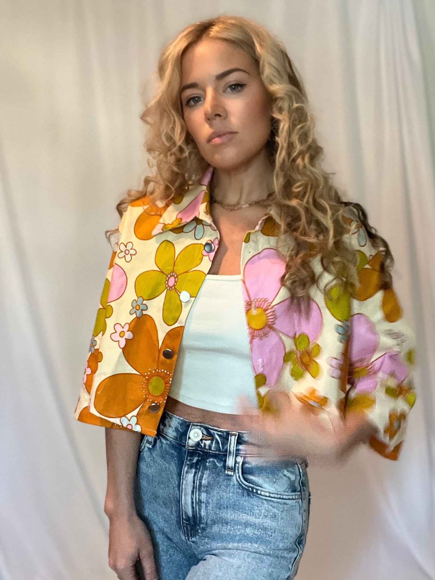 lolita cropped light denim jacket