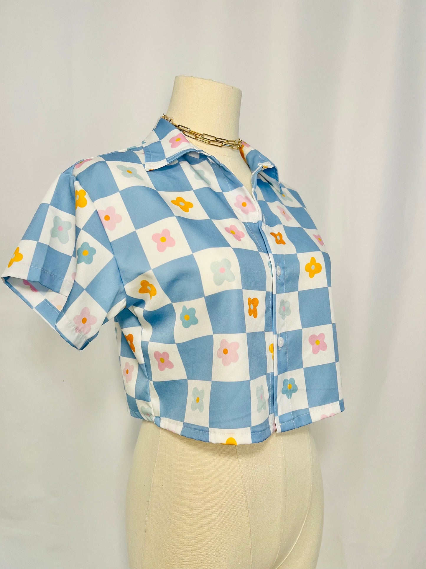 lavender checkered button down
